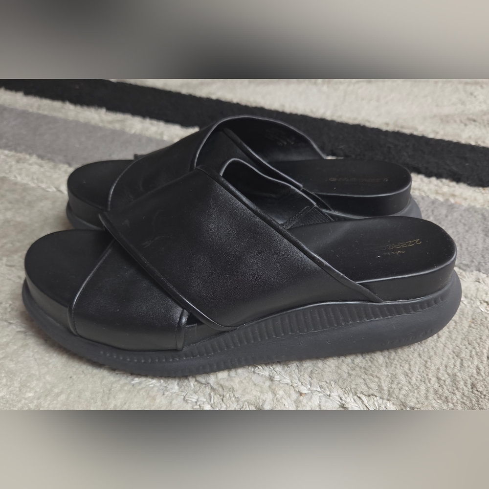 Men's Black Slip-On Slide Sandals with Cushioned Platform